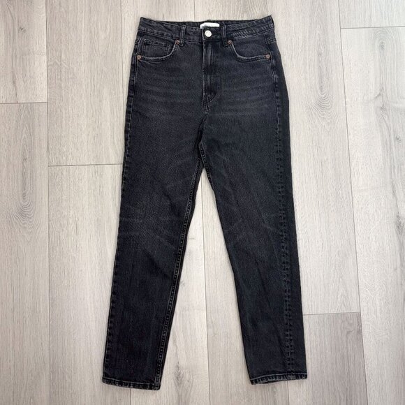 ZARA Womens High Waist Skinny Jeans Faded Black Size 6 - Picture 1 of 4
